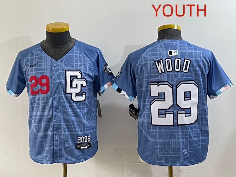 Youth 2025 Washington Nationals #29 Wood Blue Joint Name Nike MLB Jersey style 3